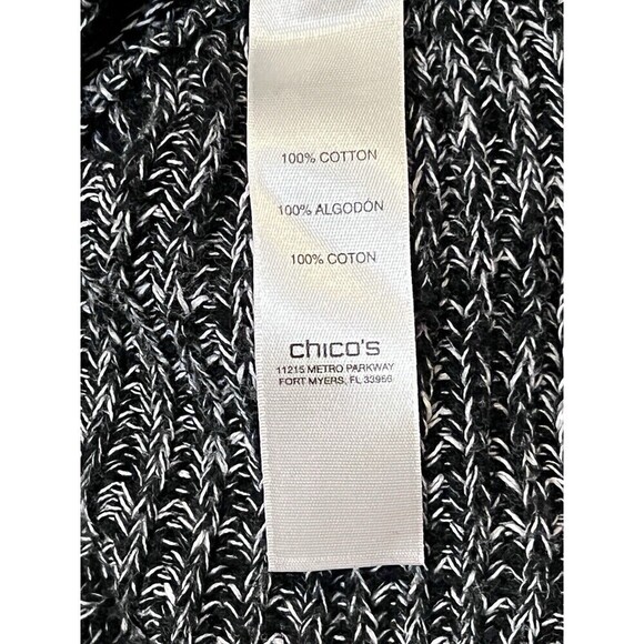 Chicos Thick Knit Black Heathered Sweater XL Cotton Chunky Women Oversized Cozy‎ - Picture 7 of 9